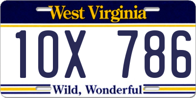 WV license plate 1OX786