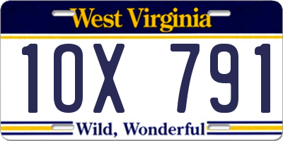 WV license plate 1OX791