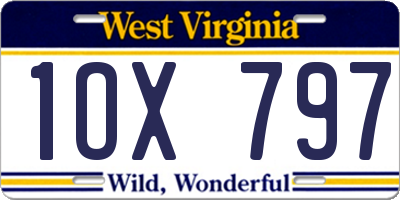 WV license plate 1OX797
