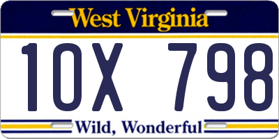 WV license plate 1OX798