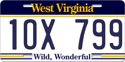 WV license plate 1OX799
