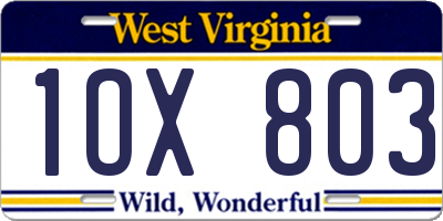WV license plate 1OX803