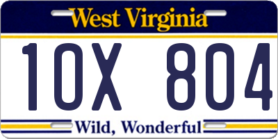 WV license plate 1OX804