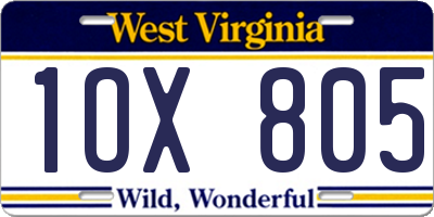 WV license plate 1OX805