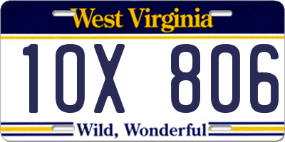WV license plate 1OX806