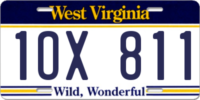 WV license plate 1OX811