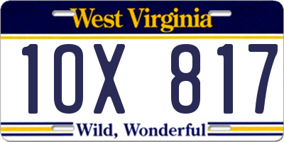WV license plate 1OX817