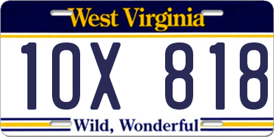 WV license plate 1OX818