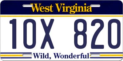 WV license plate 1OX820