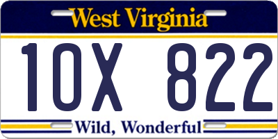 WV license plate 1OX822