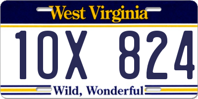 WV license plate 1OX824
