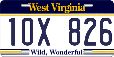 WV license plate 1OX826