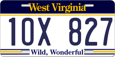 WV license plate 1OX827