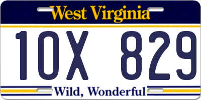 WV license plate 1OX829