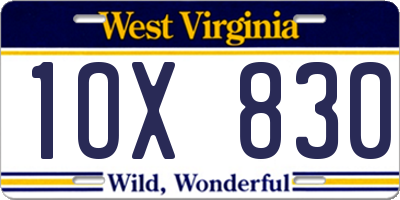 WV license plate 1OX830