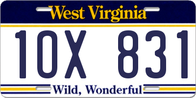 WV license plate 1OX831