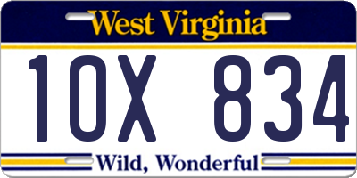 WV license plate 1OX834