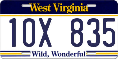 WV license plate 1OX835