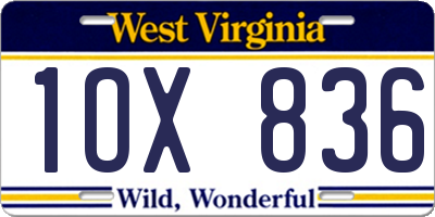 WV license plate 1OX836