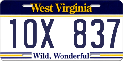 WV license plate 1OX837