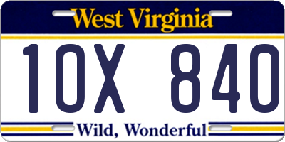 WV license plate 1OX840