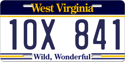 WV license plate 1OX841