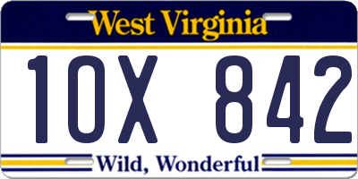 WV license plate 1OX842