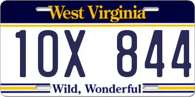 WV license plate 1OX844