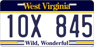 WV license plate 1OX845