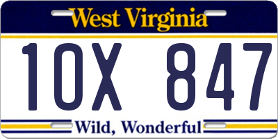WV license plate 1OX847