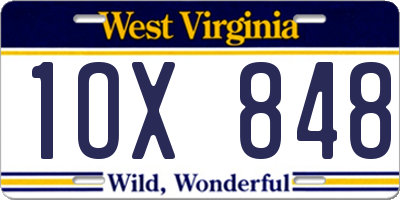 WV license plate 1OX848