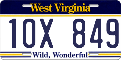 WV license plate 1OX849