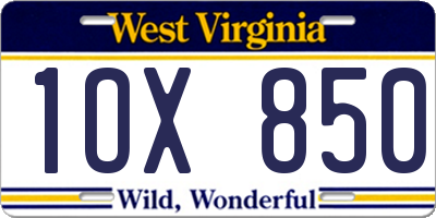WV license plate 1OX850