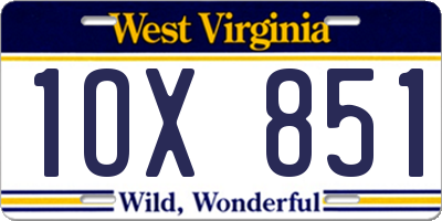 WV license plate 1OX851