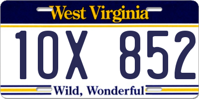 WV license plate 1OX852
