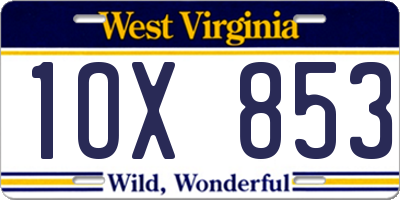 WV license plate 1OX853