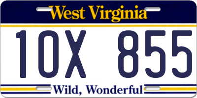 WV license plate 1OX855