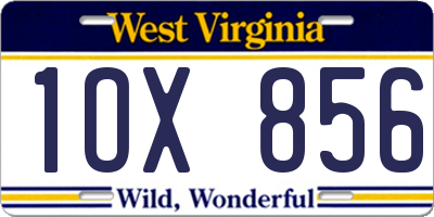 WV license plate 1OX856