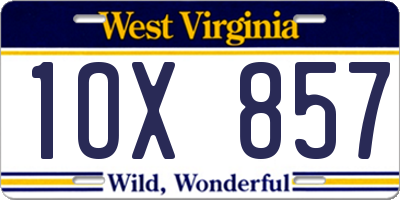WV license plate 1OX857