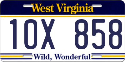 WV license plate 1OX858
