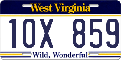 WV license plate 1OX859