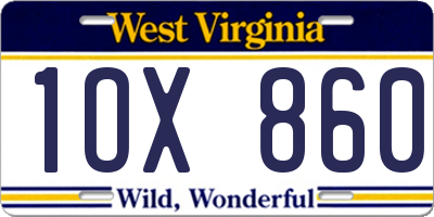 WV license plate 1OX860