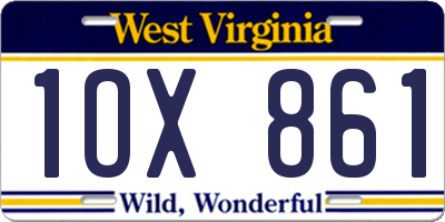 WV license plate 1OX861