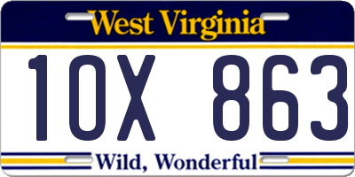 WV license plate 1OX863