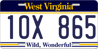 WV license plate 1OX865
