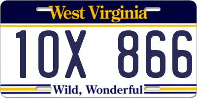 WV license plate 1OX866