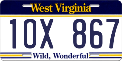 WV license plate 1OX867