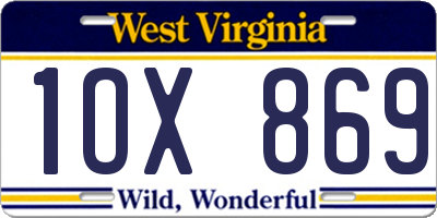 WV license plate 1OX869