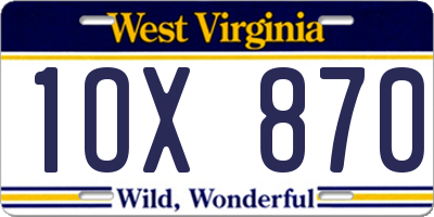WV license plate 1OX870
