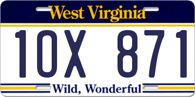 WV license plate 1OX871